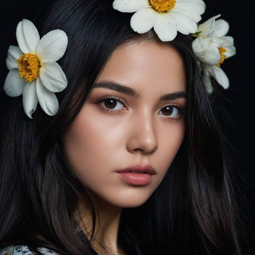 Woman with White Flower Hair Accessories