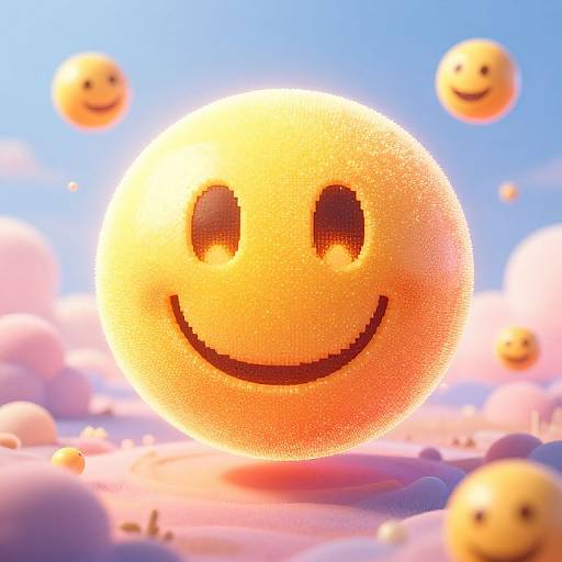Glowing Emoji Dreamscape Illustration