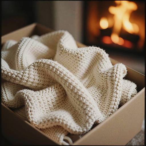 Cozy Knit Blanket by Fire