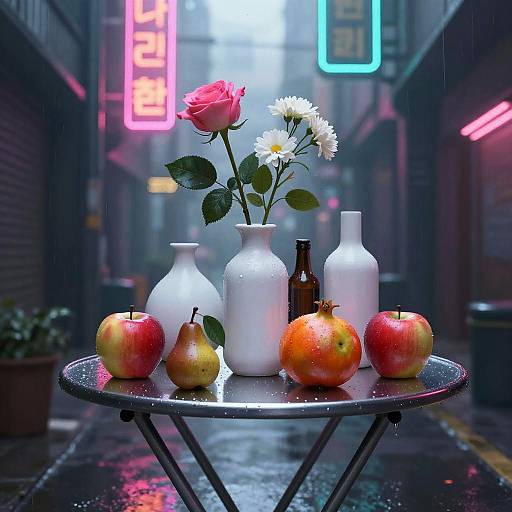 Cyberpunk Neon Alley Still Life