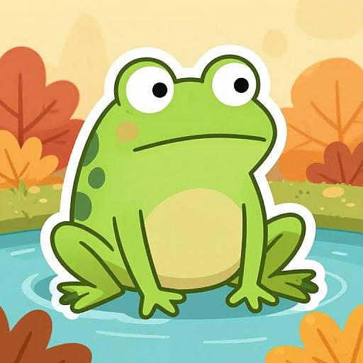 Angry Frog in Autumn Pond Sticker