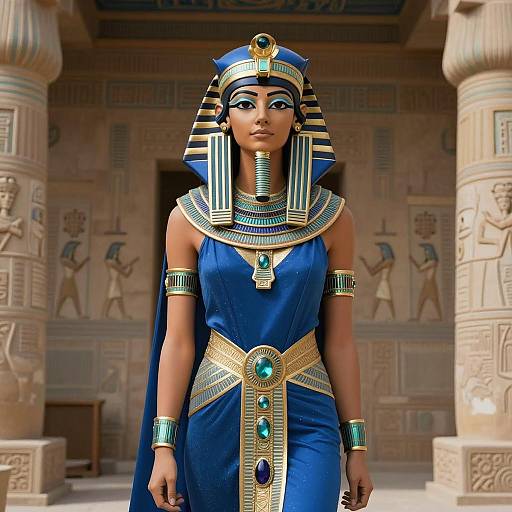 Majestic Blue Cleopatra in Ancient Temple