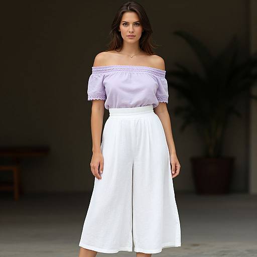 Elegant Lavender Off-Shoulder Summer Outfit