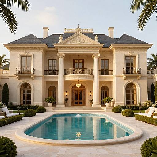 Opulent Classic Mansion in Golden Light