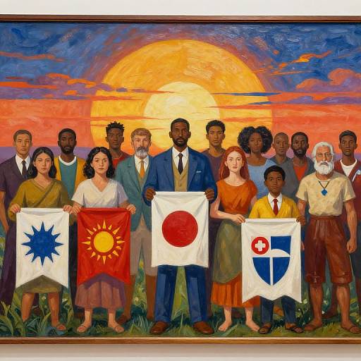 Diverse Cultures Mural at Sunset