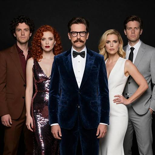 Stylish group portrait in formal attire