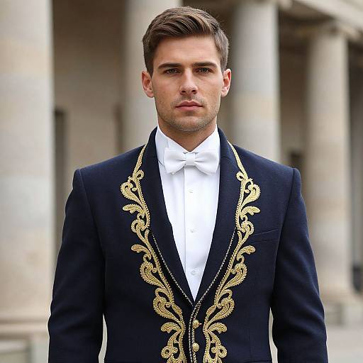 Elegant Man in Embroidered Coat