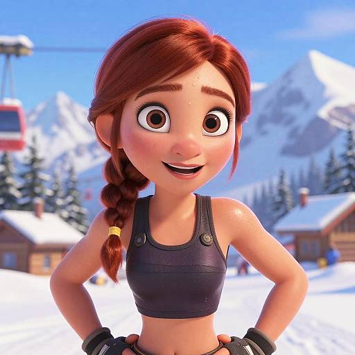 Ultra Realistic Redhead Ski Woman