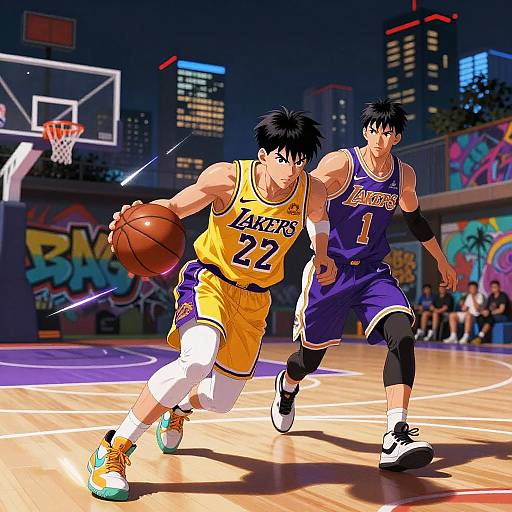 Lakers Anime Street Basketball Night