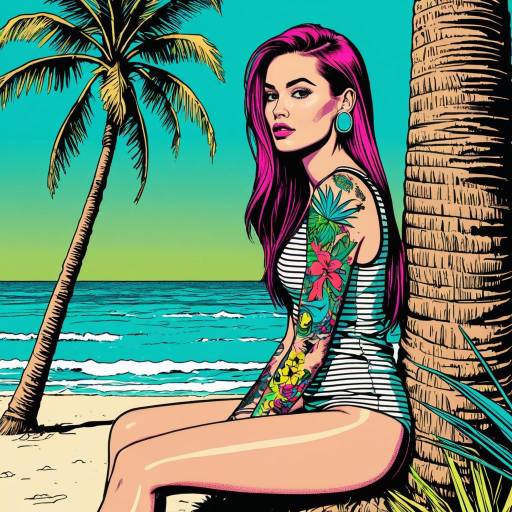 Vibrant Pop Art Fashion Model Illustration