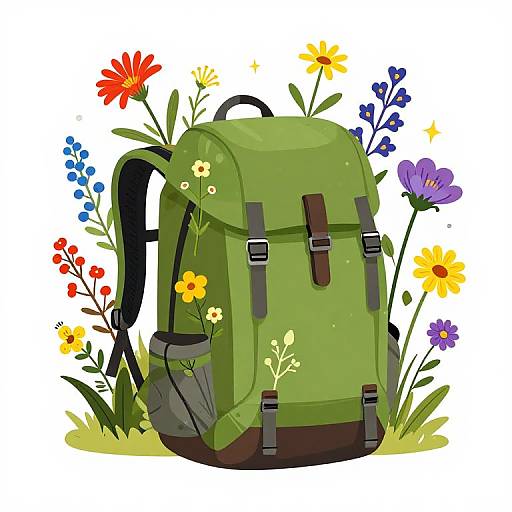 Hiking Backpack with Wildflower Bouquet