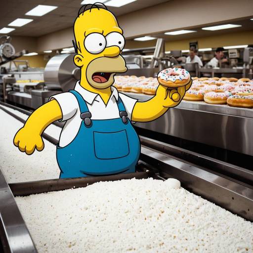 Homer Simpson in a Whimsical Donut Factory