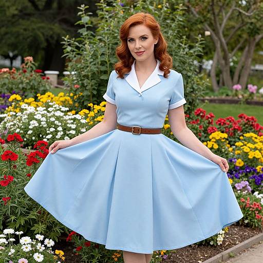 Vintage Woman in Sunlit Garden