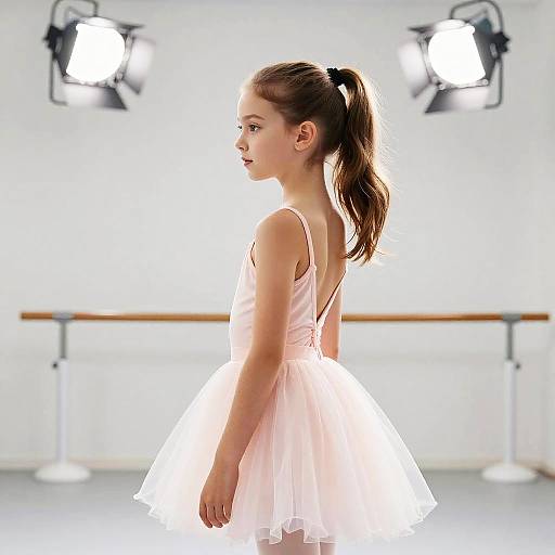 Side Ponytail Ballerina in Dance Studio