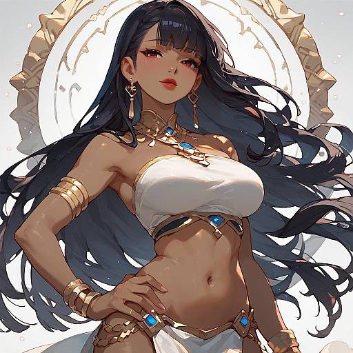 Stylish Dark-Skinned Anime Girl Portrait