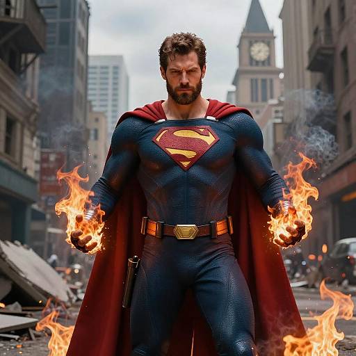 Heroic Figure in a Ruined Cityscape