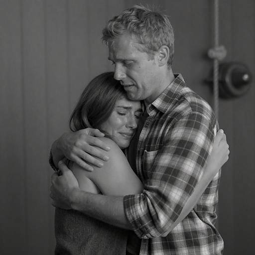 Distressed Embrace Against Wooden Wall