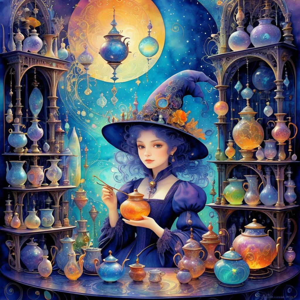 Whimsical Time-Traveling Alchemist Art