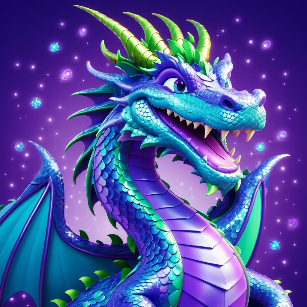 Cheerful Purple Dragon Illustration