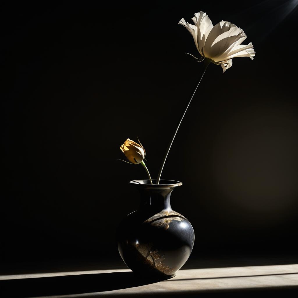 Wilted Flower in Dramatic Lighting