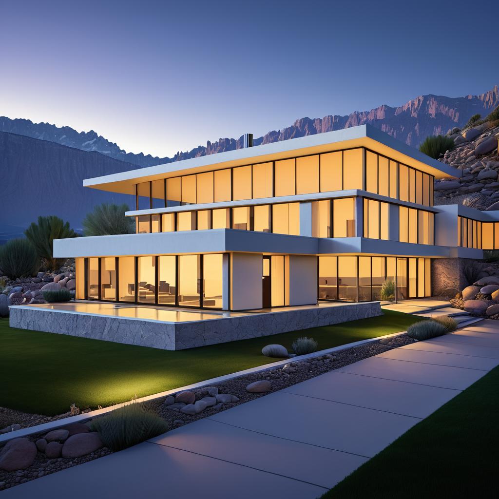 Twilight Mid-Century Home in Mountains