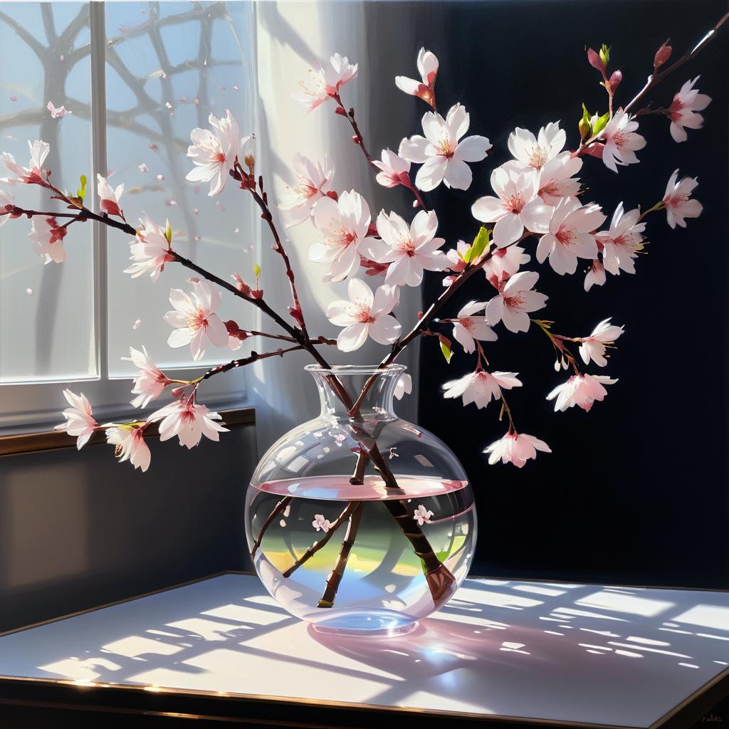 Elegant Cherry Blossoms in Dim Lighting