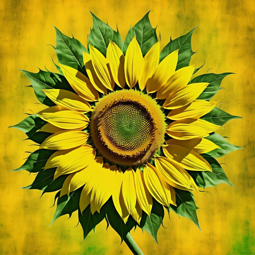 Dadaist Sunflower Wallpaper in Chalk Style