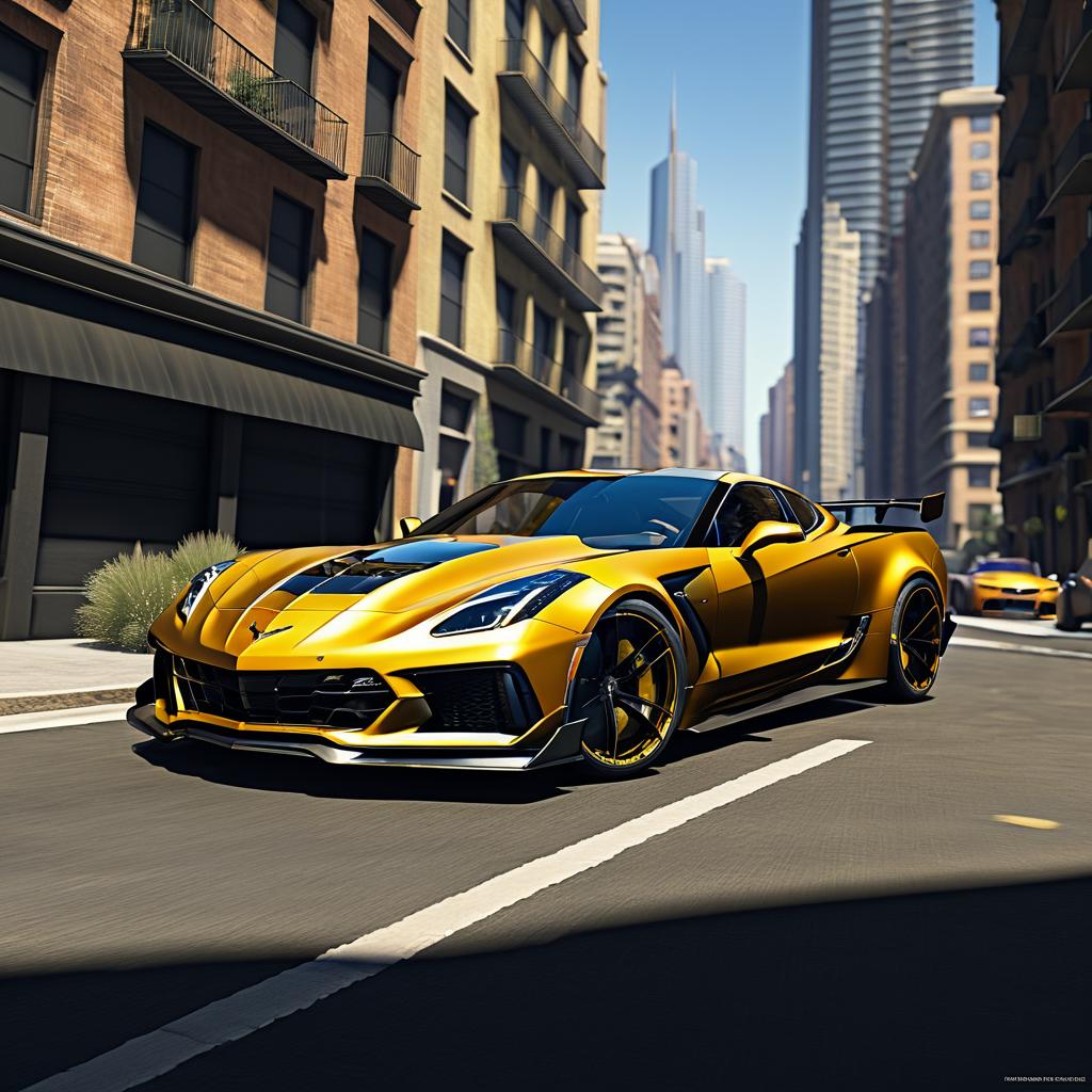 Menacing C7 Corvette ZR1 Over Cityscape