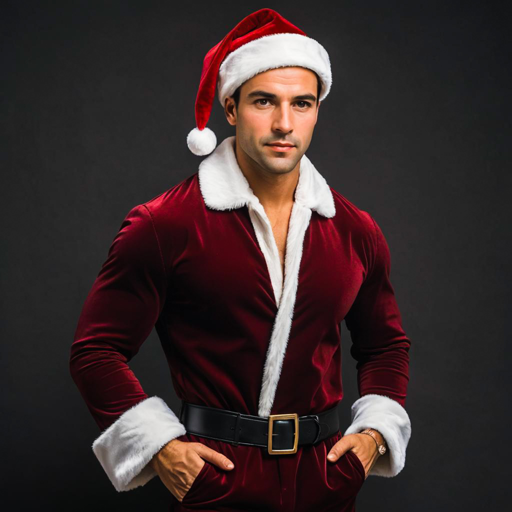 Dapper Young Man in Festive Santa Outfit