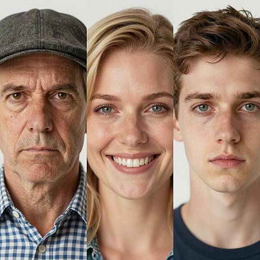 Three Diverse Portraits on White Background