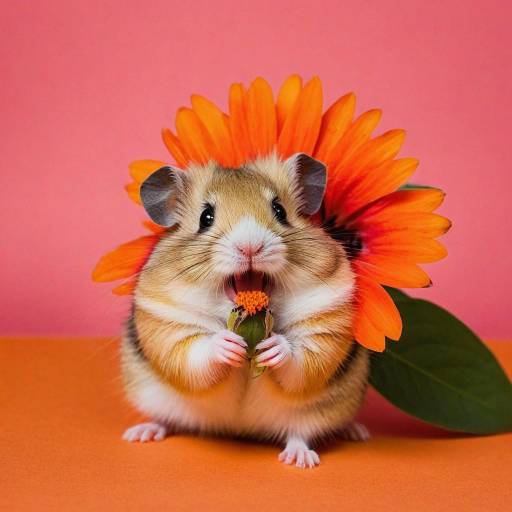 Solo Hamster with Colorful Flowers