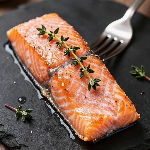 Close-up of Perfectly Cooked Salmon Fillet