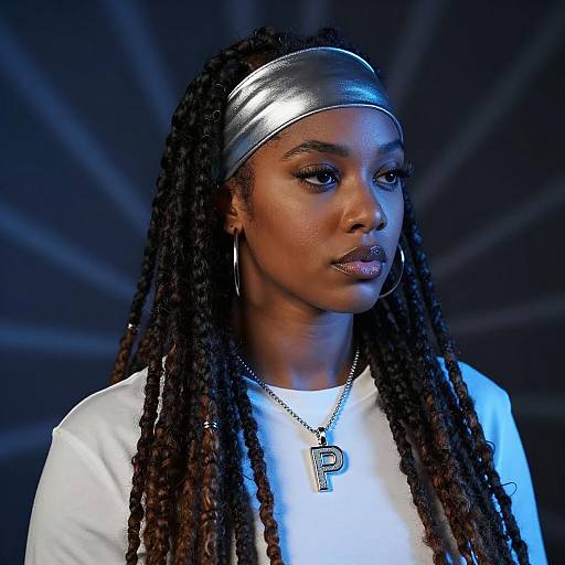 Woman with Metallic Headband and Dreadlocks