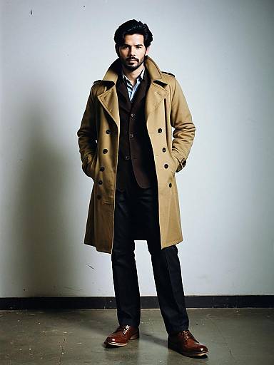 Stylish Male in Brown Trench Coat