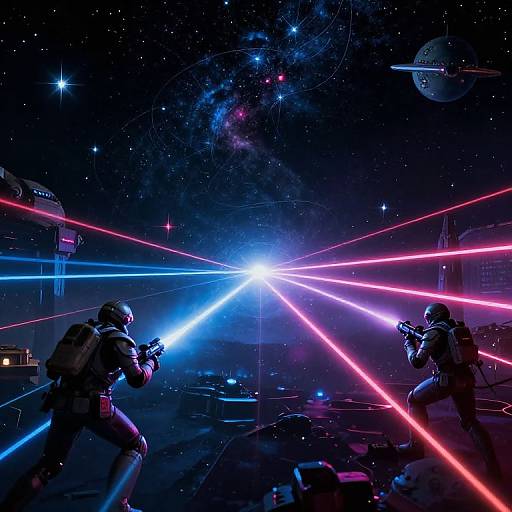 Epic Neon Space Battle Concept