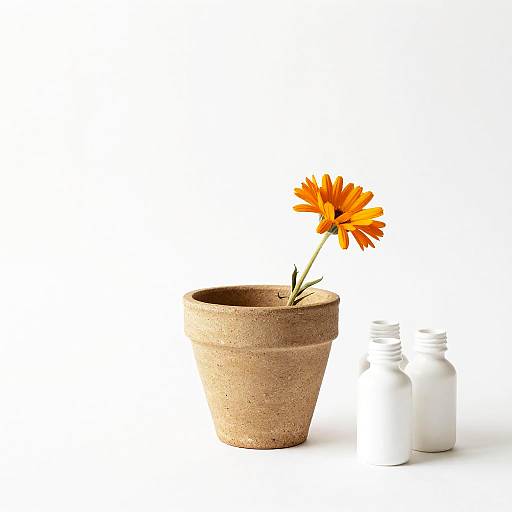 Textured Pastel Pot with Marigolds