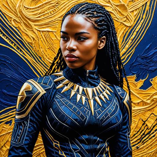 Black Panther Inspired Woman in Embroidered Costume