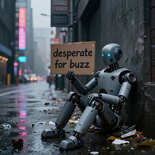 Cyberpunk Android in Rainy City