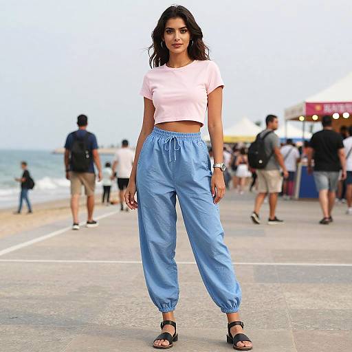 Athletic Woman in Chic Festival Outfit