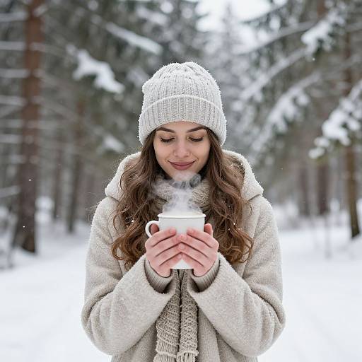 Woman Embracing Winter's Warmth