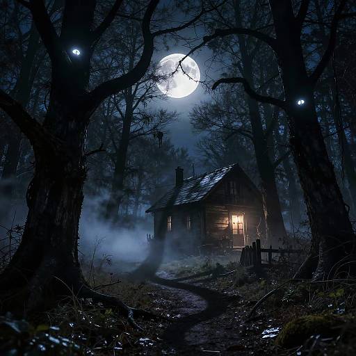 Haunted Forest Midnight Scene