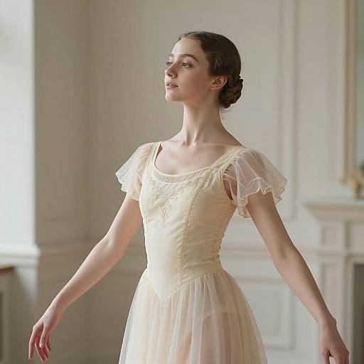 Ballet dancer in vintage cream dress
