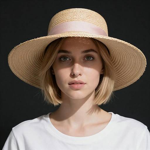 Elegant Woman in Straw Hat Portrait