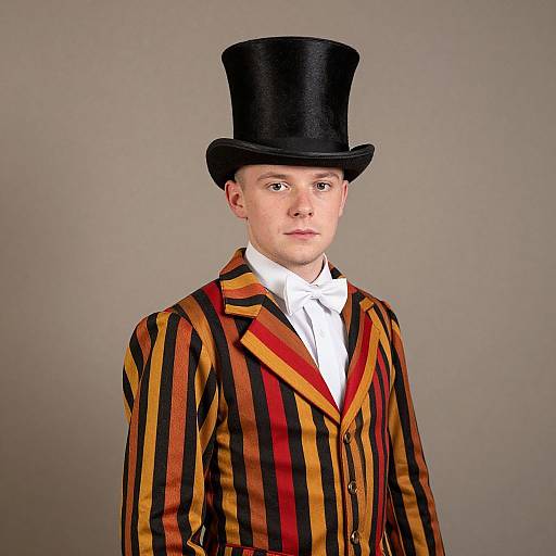 Vintage Circus Performer in Striped Costume