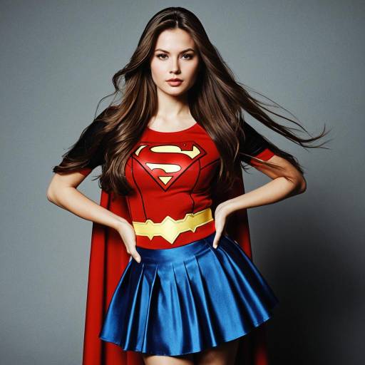Woman in Supergirl Costume with Flowing Hair