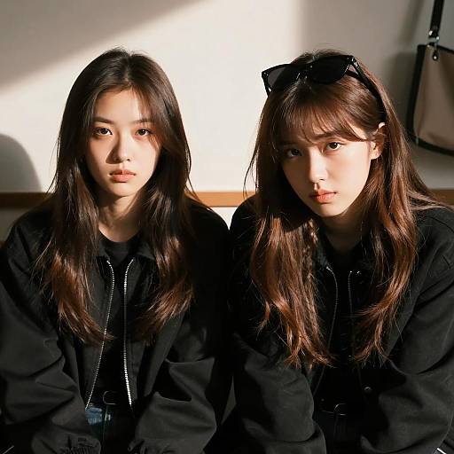 Intense Gaze: Two Women in Dim Light