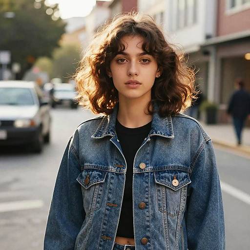 Wavy Crop Hairstyle in Golden Streetlight