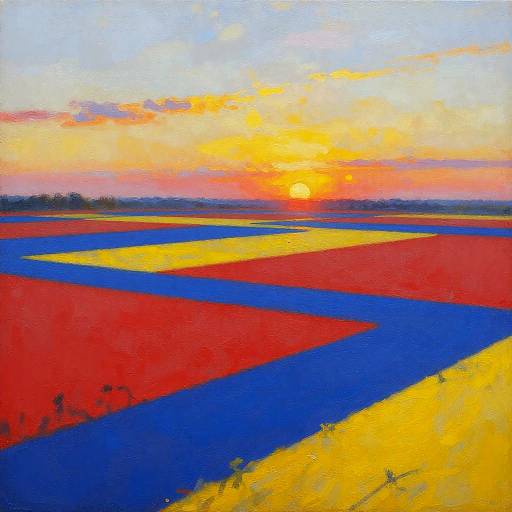 Kandinsky-Inspired Colorful Geometric Plains at Dawn