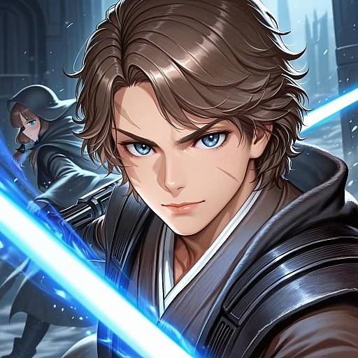 Illustration of Anakin skywalker, star wars in the style of Akabane (zebrasmise)