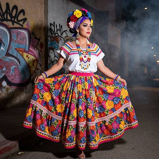 Buchona Costume in Urban Night Scene